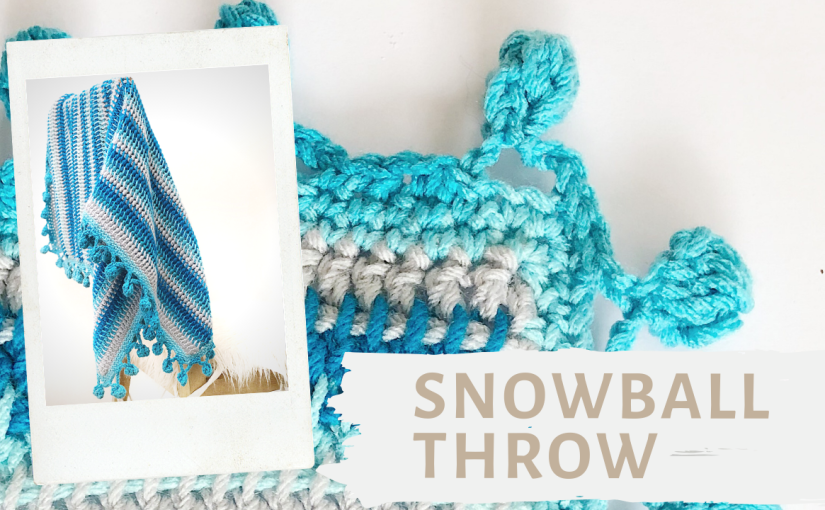 The Snowball Throw | An Easy Tunisian Double Crochet Throw with Pom Fringe