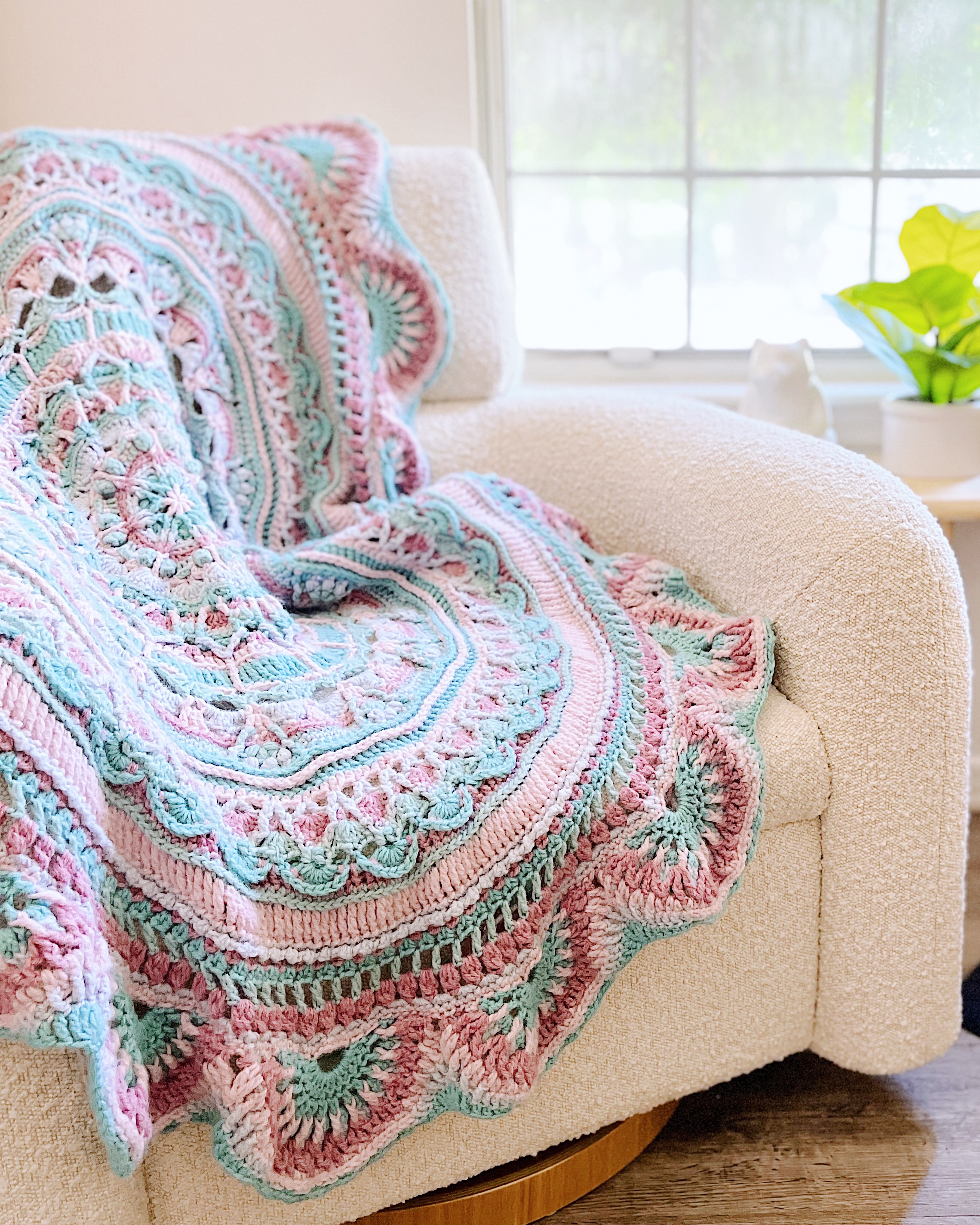crochet blanket mandala throw Meditation blanket manta tejida frazada  tejida